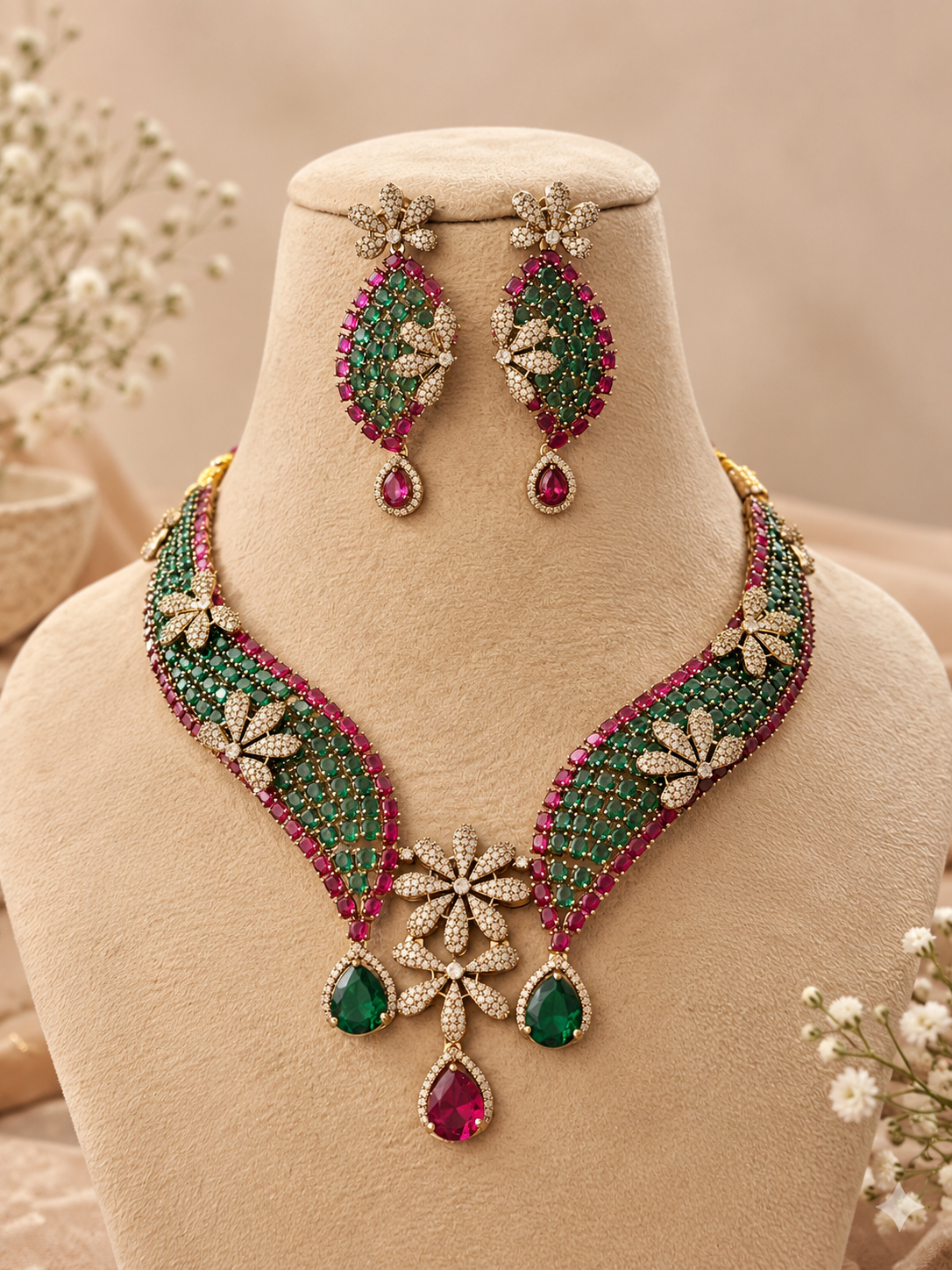 Party wear premium zircon stone  Necklace Set with Earrings