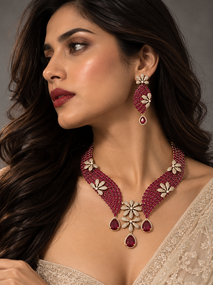 Party wear premium zircon stone  Necklace Set with Earrings