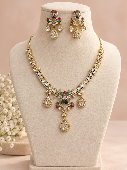 Party wear premium kundan stone  Necklace Set with Earrings