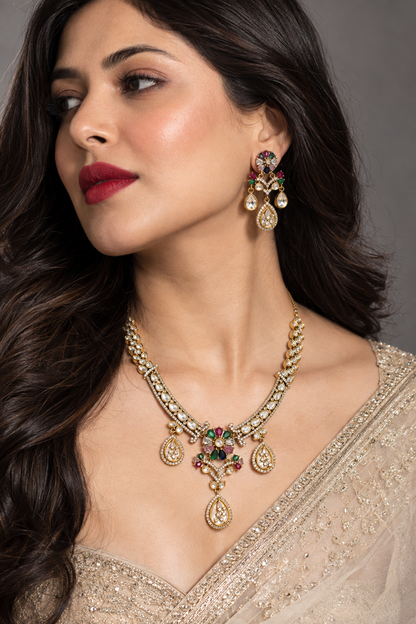 Party wear premium kundan stone  Necklace Set with Earrings