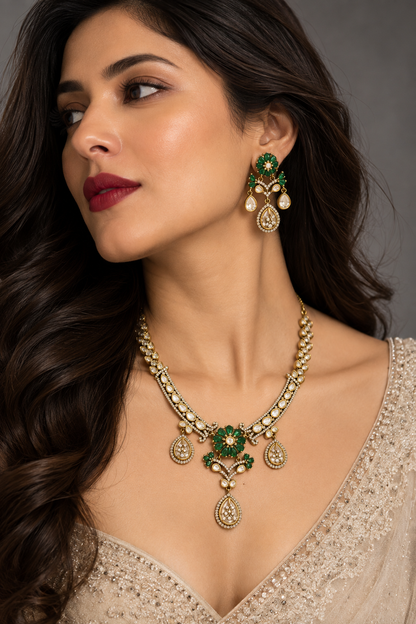 Party wear premium kundan stone  Necklace Set with Earrings