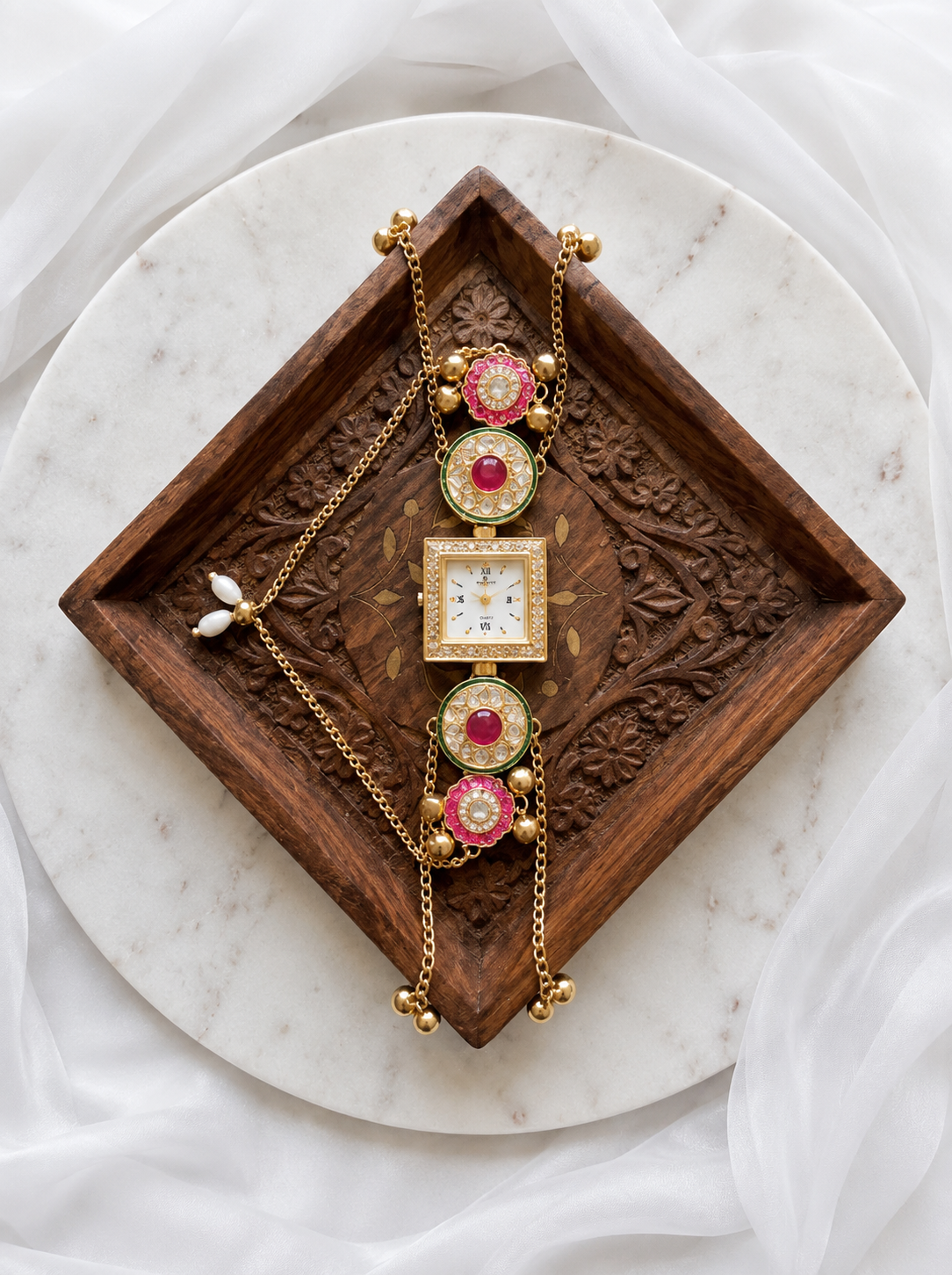 Kundan designed Watch | hand Jewelry