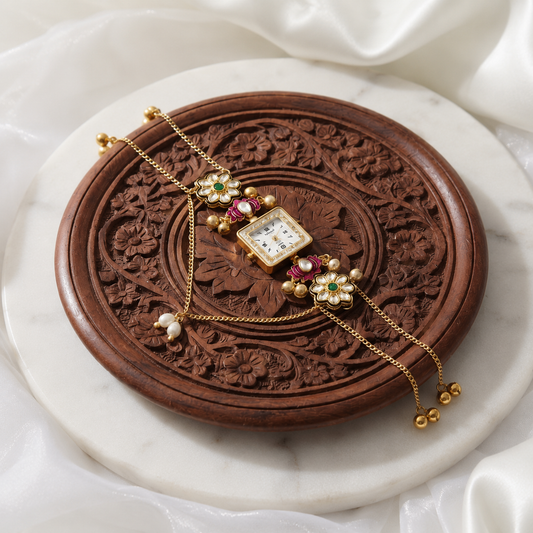 Kundan designed Watch | hand Jewelry