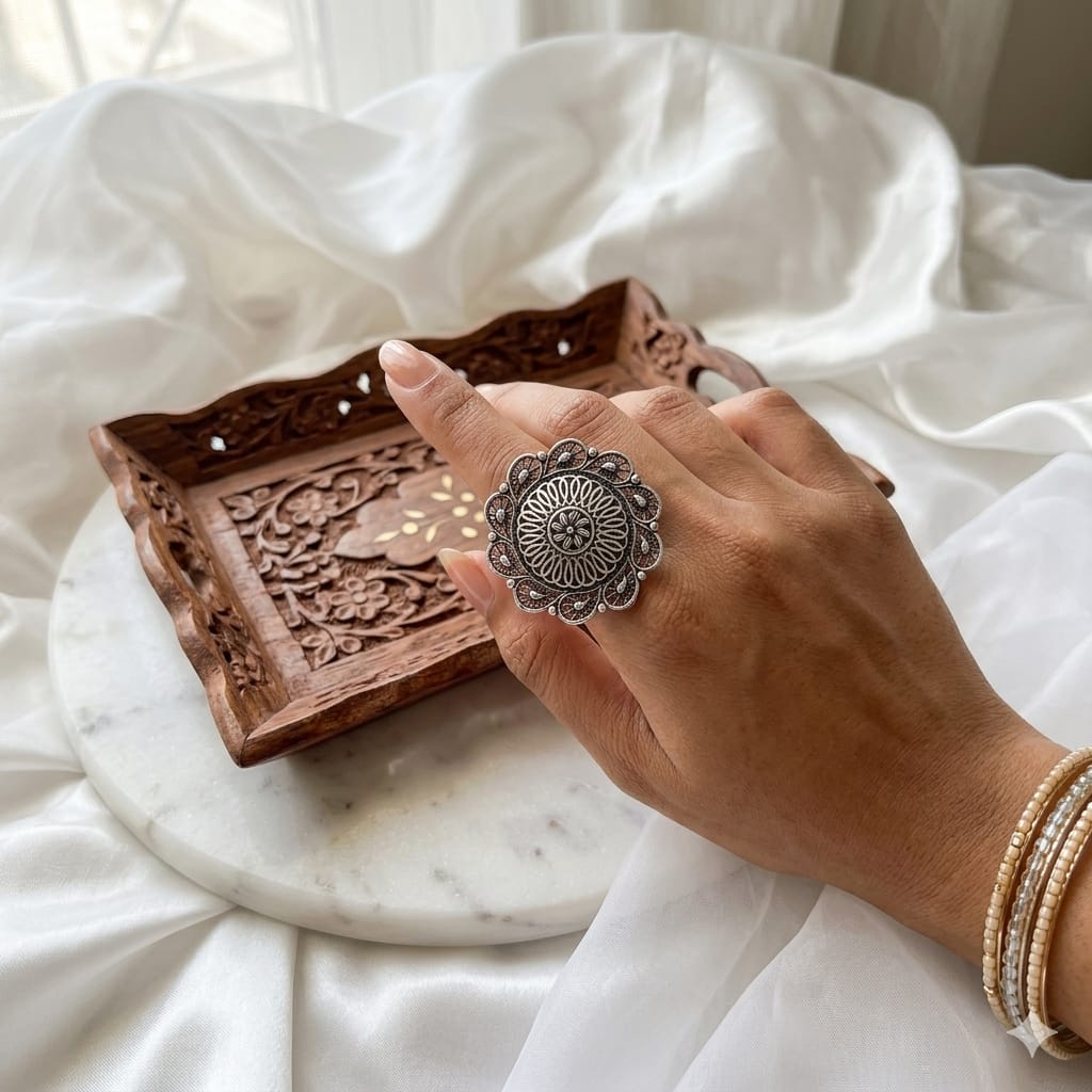 Adjustable Silver plated Ring
