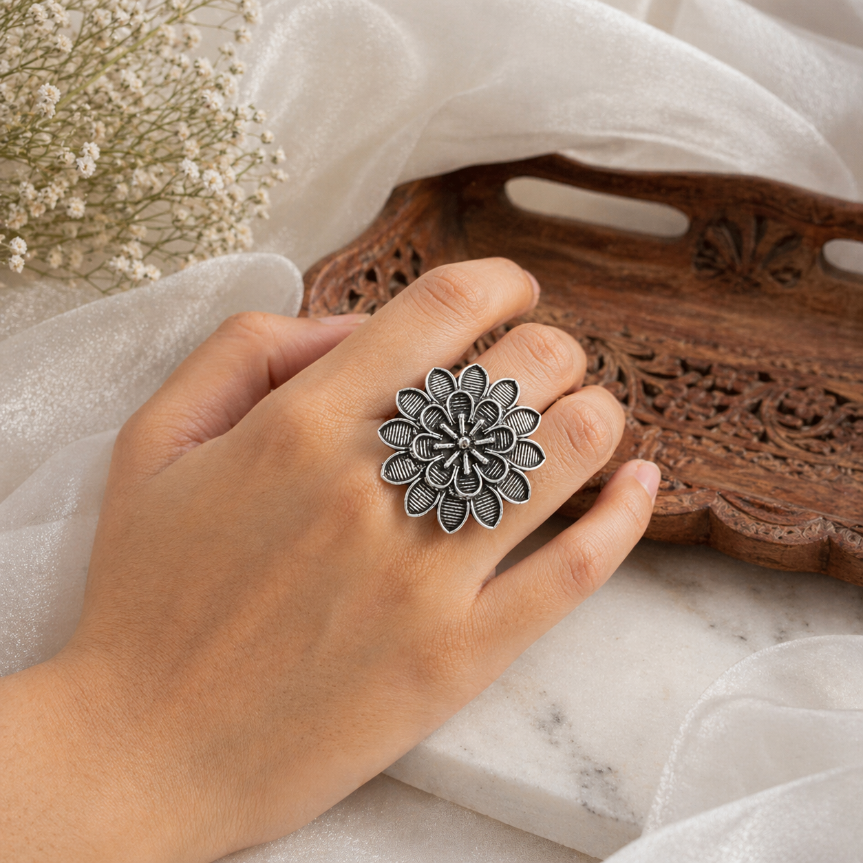 Adjustable Silver plated Ring