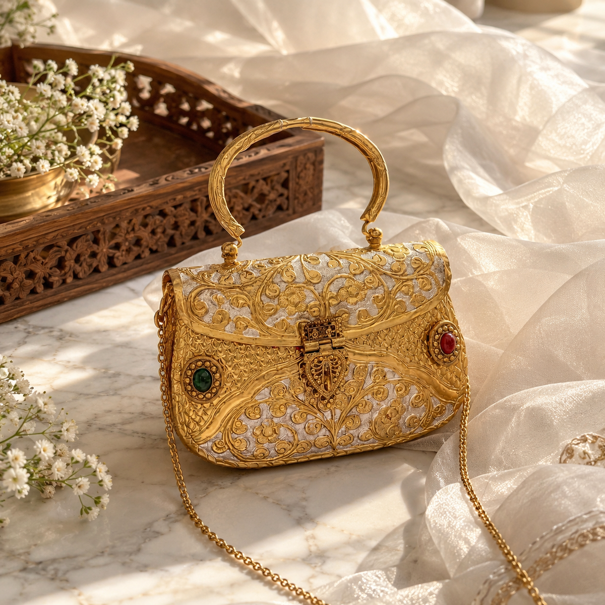 Dual tone Golden bags | Silver purse premium Quality with Sling