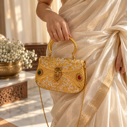 Dual tone Golden bags | Silver purse premium Quality with Sling