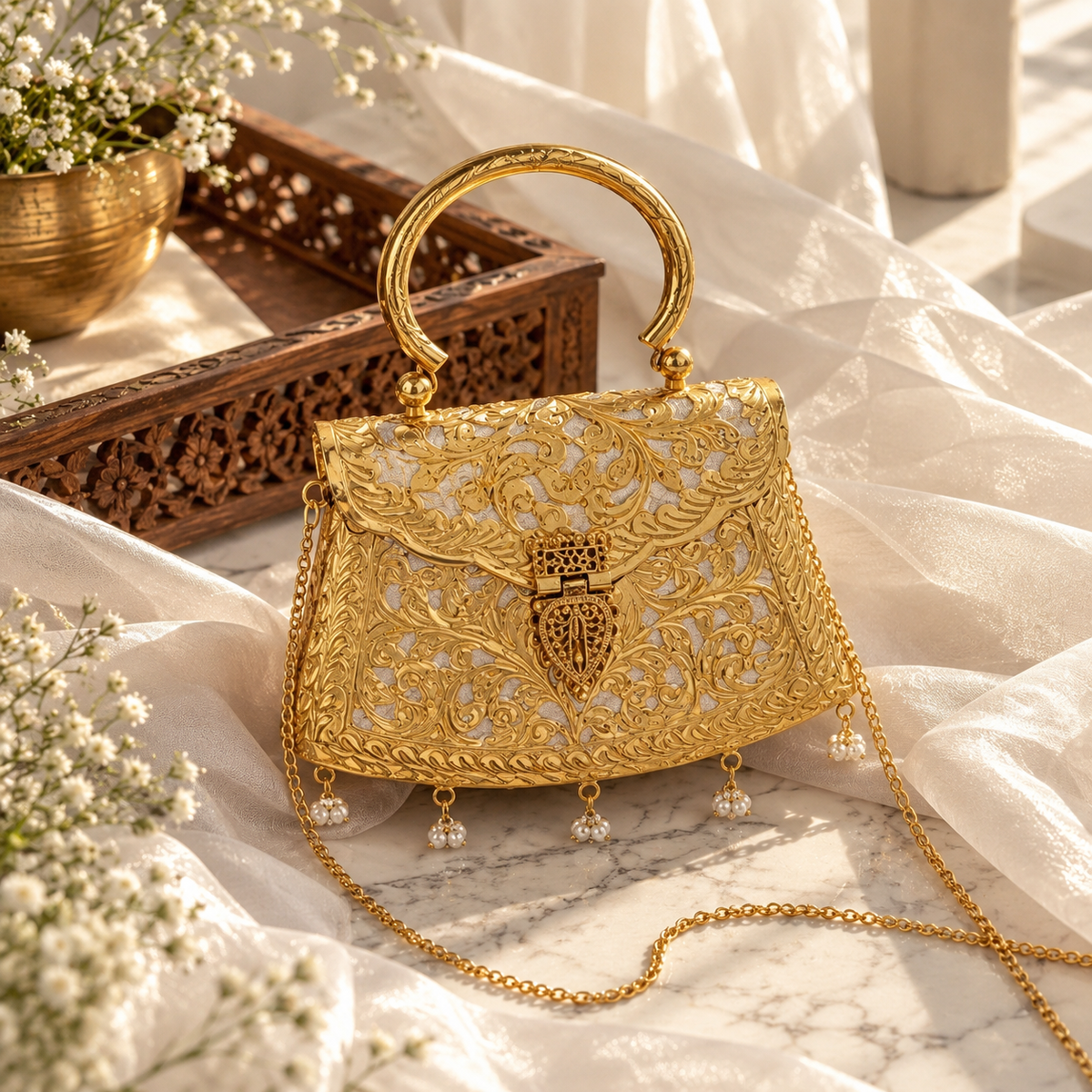 Dual tone Golden bags | Silver purse premium Quality with Sling