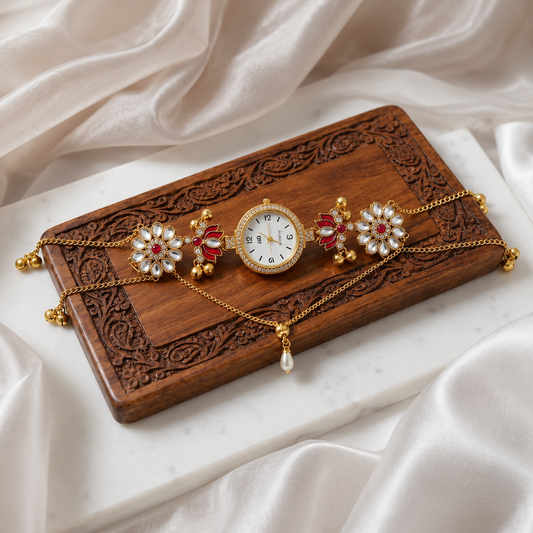 Kundan designed Watch | hand Jewelry