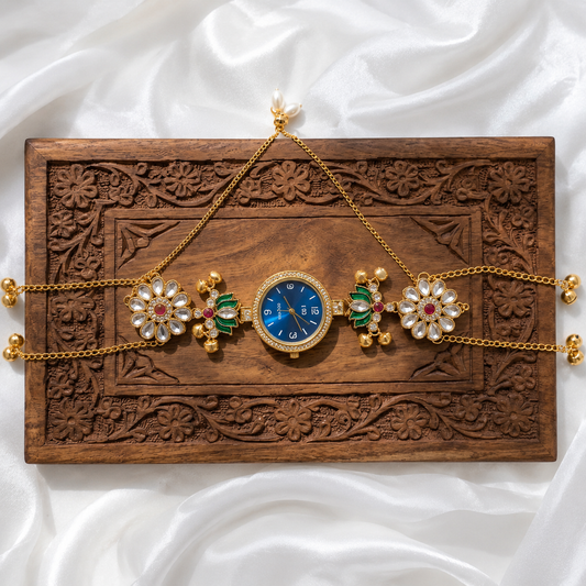 Kundan designed Watch | hand Jewelry