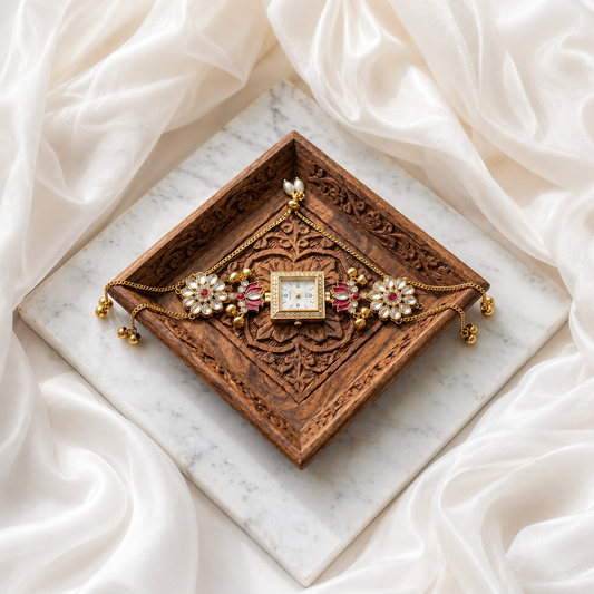 Kundan designed Watch | hand Jewelry