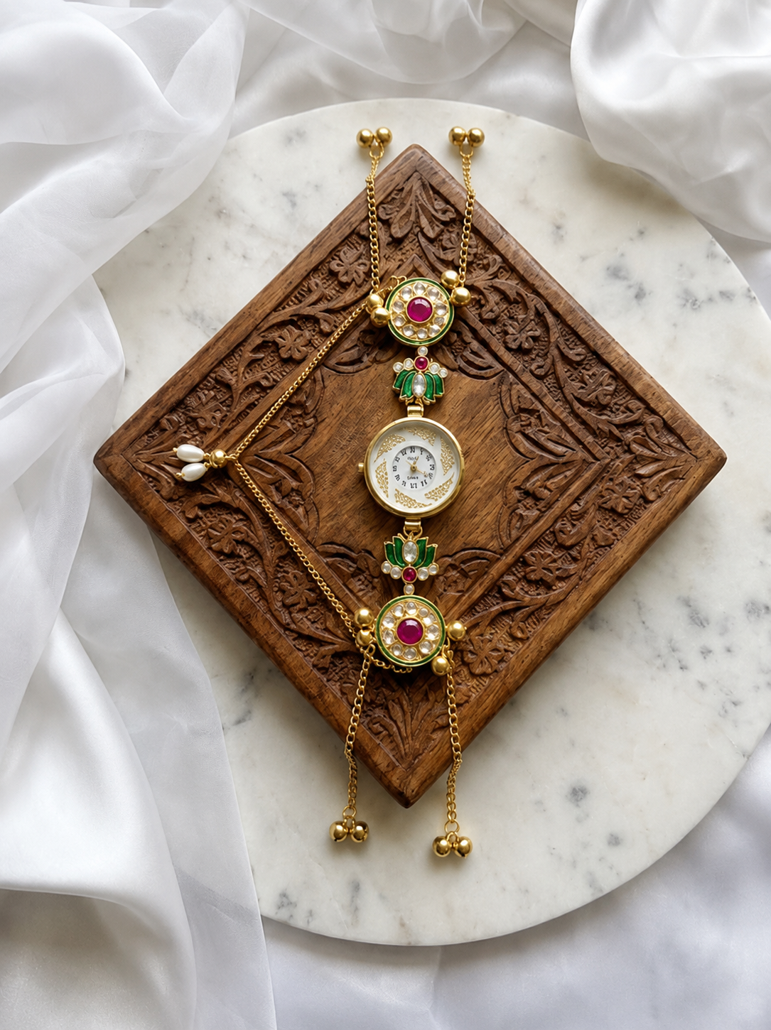 Kundan designed Watch | hand Jewelry