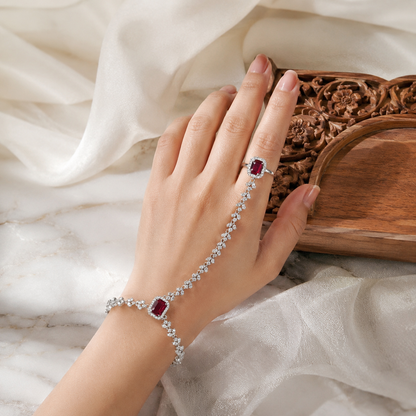 Rhodium Plated Zirconia Studded Hath Phool | Hand Jewelry | alia bhatt Cannes style Hand jewellery Accessory