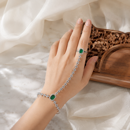 Rhodium Plated Zirconia Studded Hath Phool | Hand Jewelry | alia bhatt Cannes style Hand jewellery Accessory