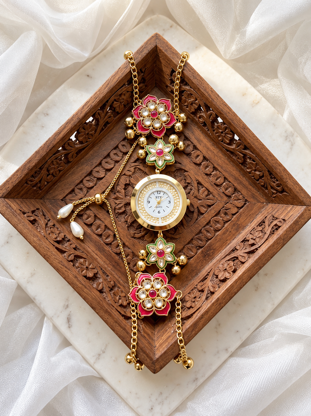 Kundan designed Watch | hand Jewelry