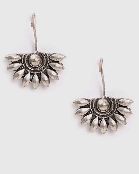 Floral design silver plated hanging Earrings - Bloom - By Sushmita