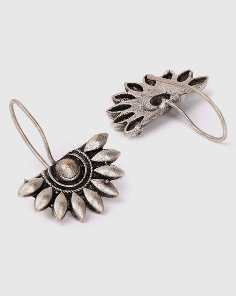 Floral design silver plated hanging Earrings - Bloom - By Sushmita