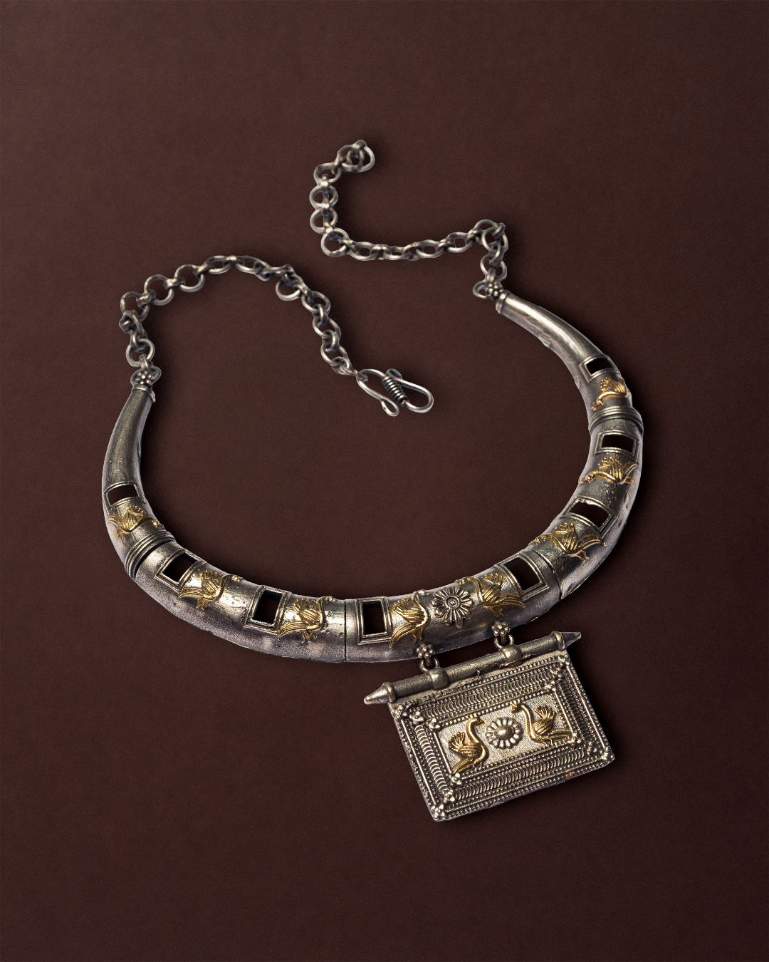 Dual tone german silver & Golden Necklace Choker Hasli styled | Traditional Jewellery | Bloom By Sushmita