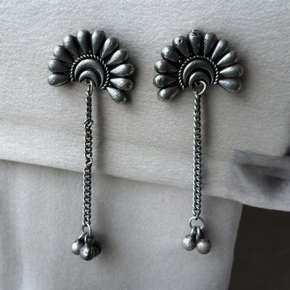 Kumud tassel ghungru earrings oxidised German silver Earrings saree kurta Bloom - By Sushmita India Navratri Diwali Ganpati holi Eid