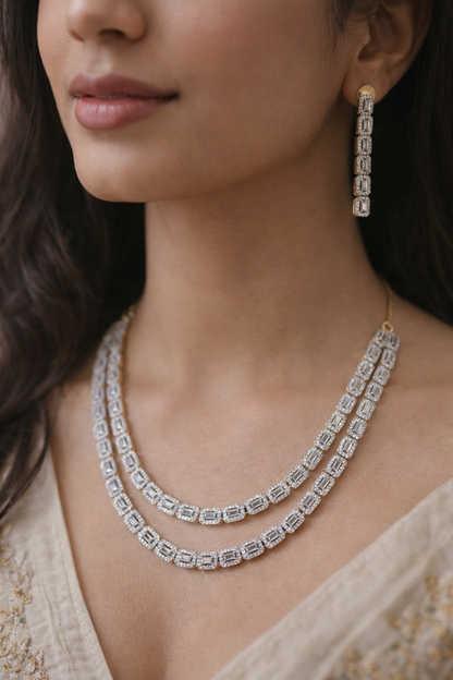 Two layered American diamond Necklace set