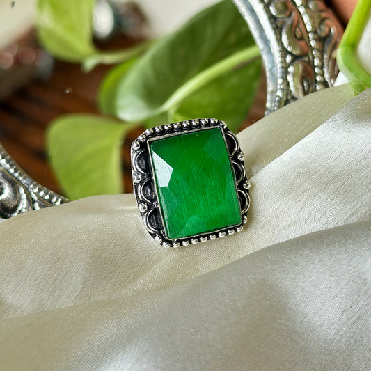 Natural Stone Adjustable Ring - Bloom - By Sushmita