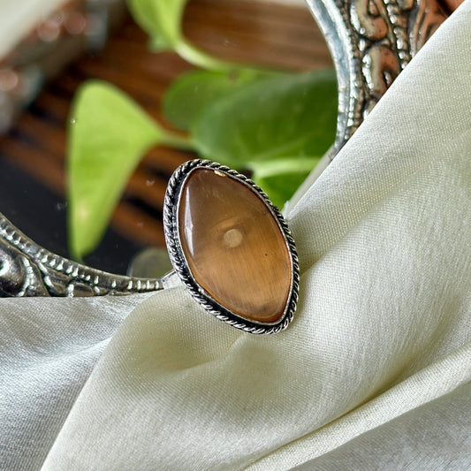 Natural Stone Adjustable Ring - Bloom - By Sushmita