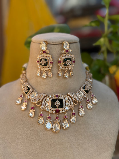 meraaki - heritage 18k gold plated kundan necklace set