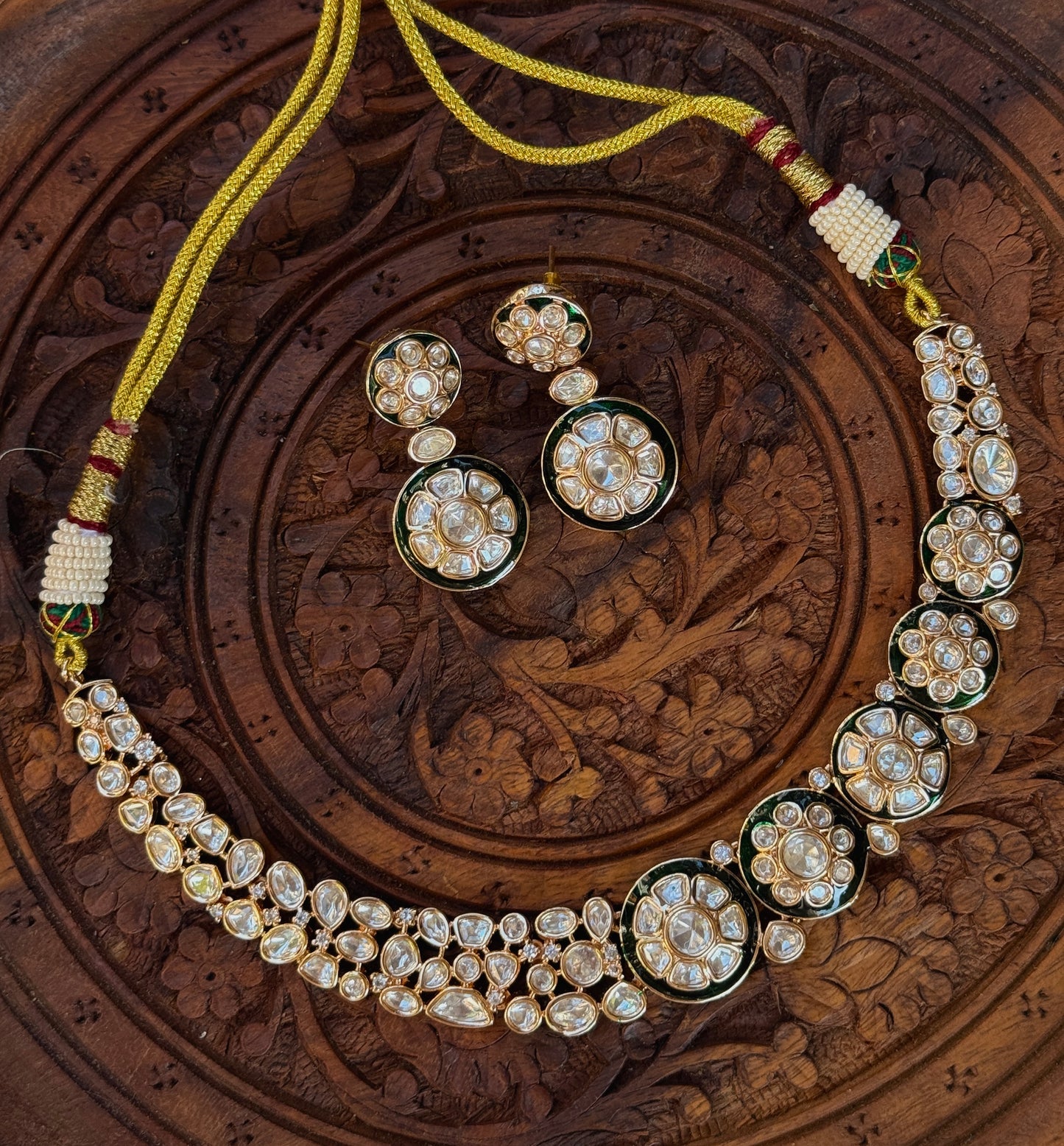 Dhora - heritage 18k gold plated kundan necklace set