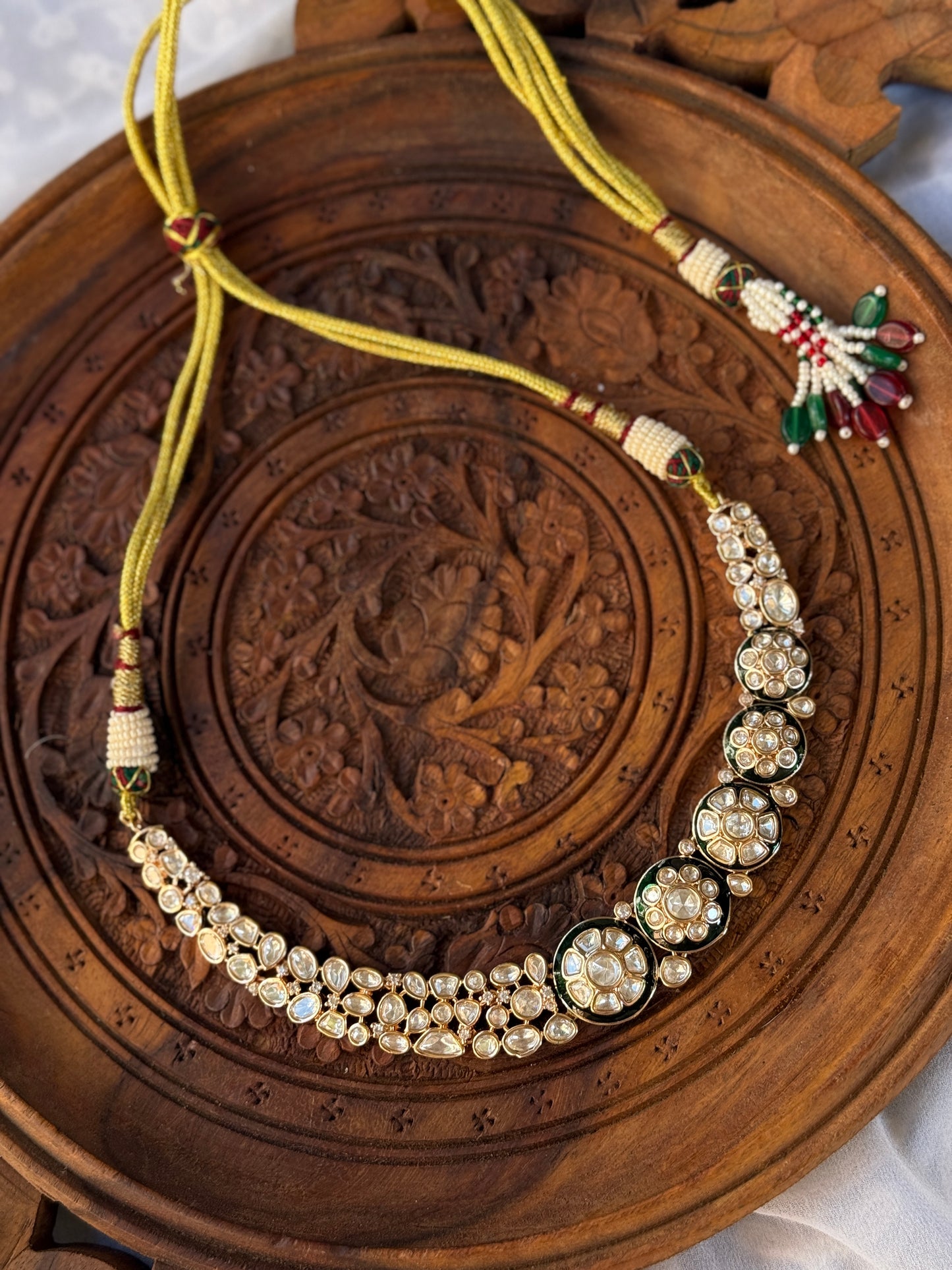 Dhora - heritage 18k gold plated kundan necklace set