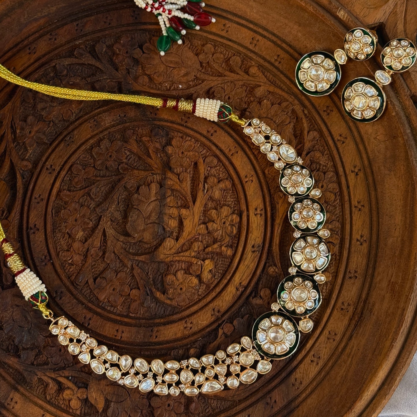 Dhora - heritage 18k gold plated kundan necklace set