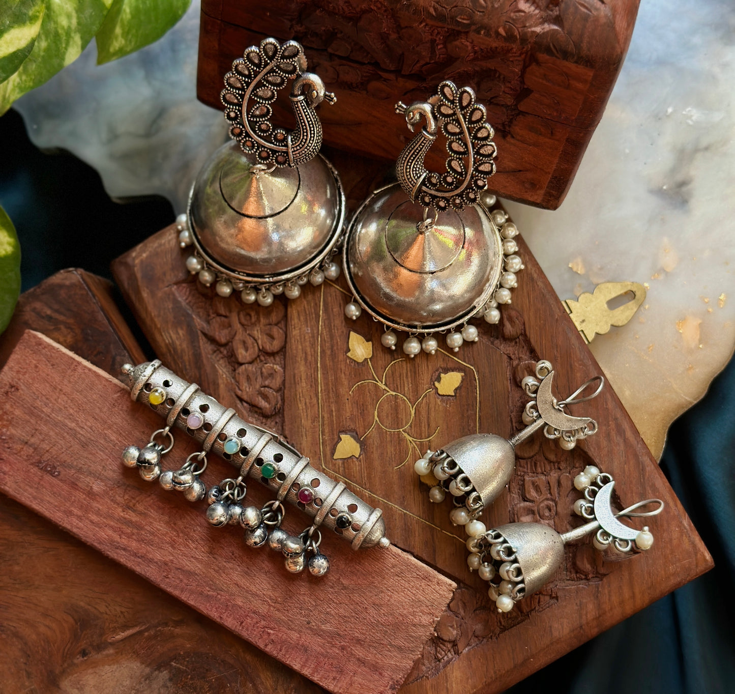 SET OF THREE | JHUMKA | EARRINGS | RING - Bloom - By Sushmita