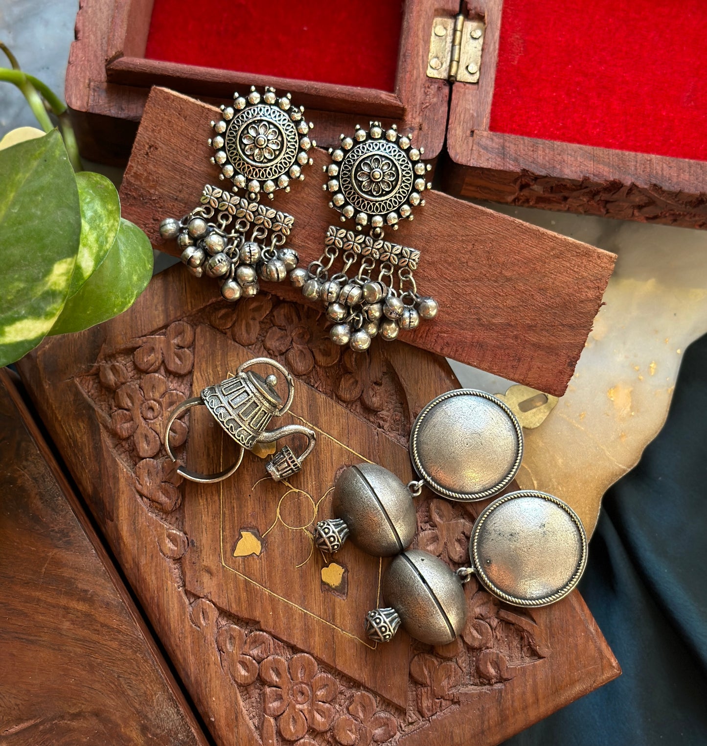 SET OF THREE | JHUMKA | EARRINGS | RING - Bloom - By Sushmita