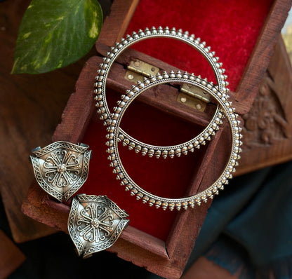 Bangle | Earring Combo oxidised German silver Earrings saree kurta Bloom - By Sushmita India Navratri Diwali Ganpati holi Eid