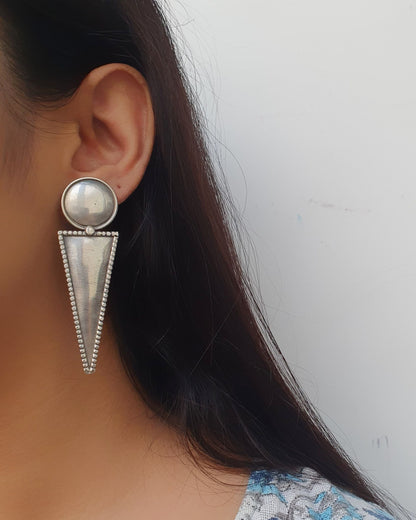 Antique silver lookalike geometric Earrings