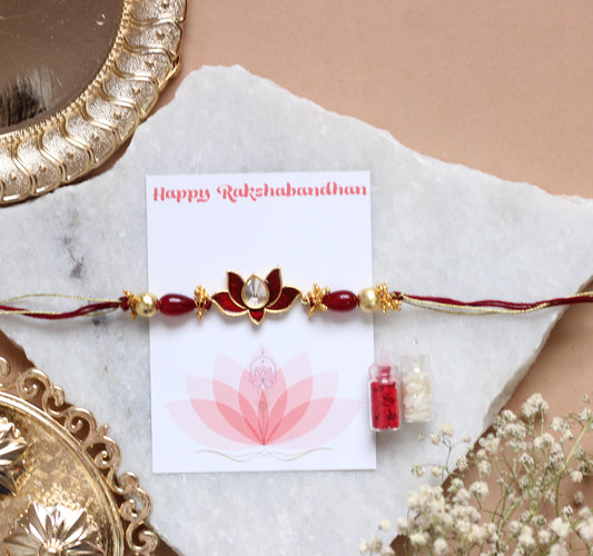Designer kundan and Meena Rakhi - Bloom - By Sushmita