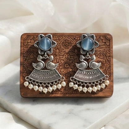 Monalisa stone Statement light-weighted  Silver Earrings