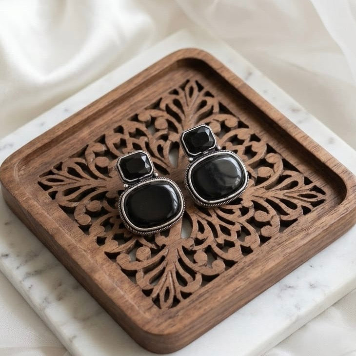 Monalisa stone Statement light-weighted  Silver Earrings