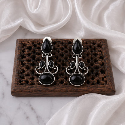 Monalisa stone Statement light-weighted  Silver Earrings