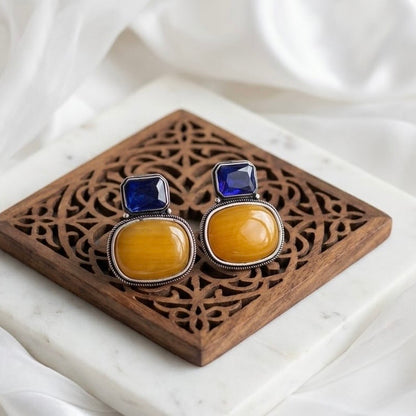 Monalisa stone Statement light-weighted  Silver Earrings