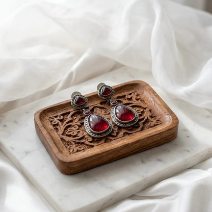 Monalisa stone Statement light-weighted  Silver Earrings
