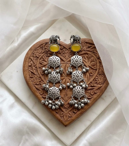 Monalisa stone Statement light-weighted  Silver Earrings