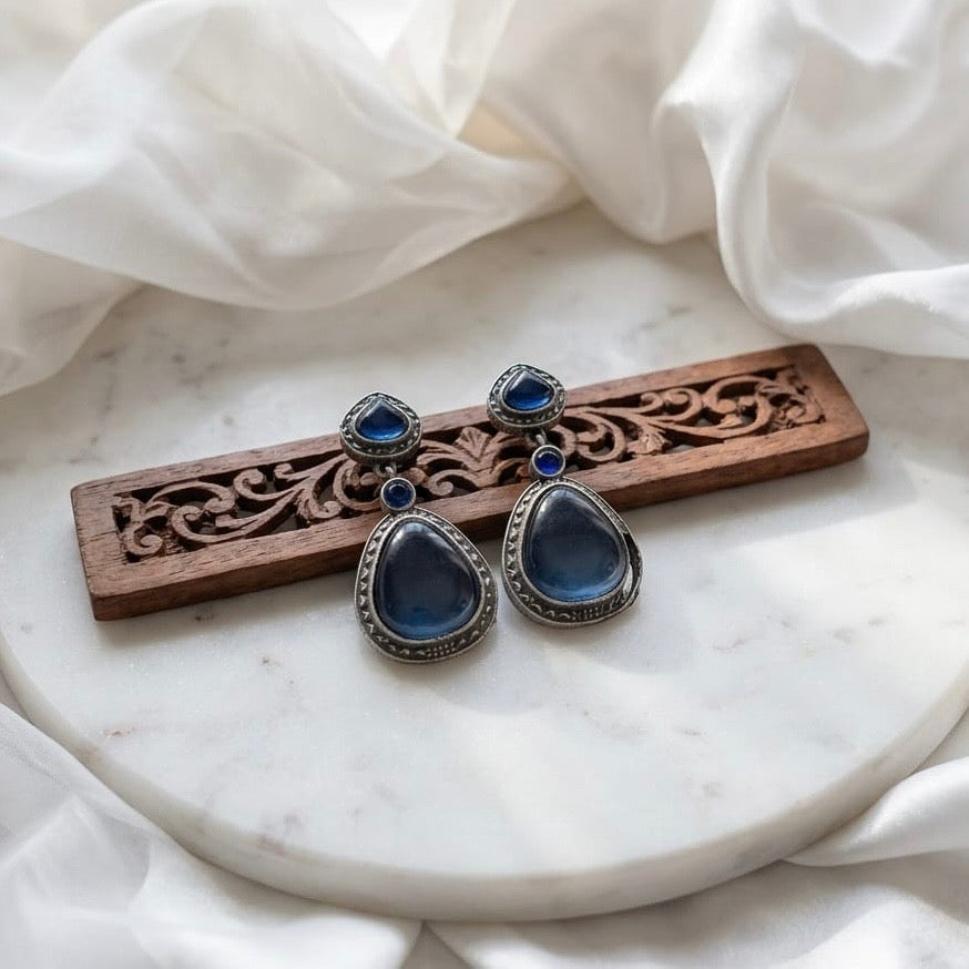 Monalisa stone Statement light-weighted  Silver Earrings