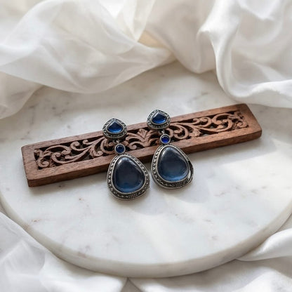 Monalisa stone Statement light-weighted  Silver Earrings