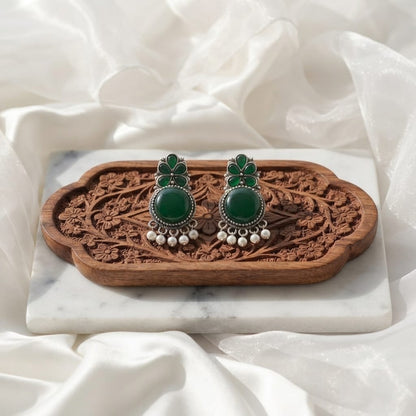 Monalisa stone Statement light-weighted  Silver Earrings