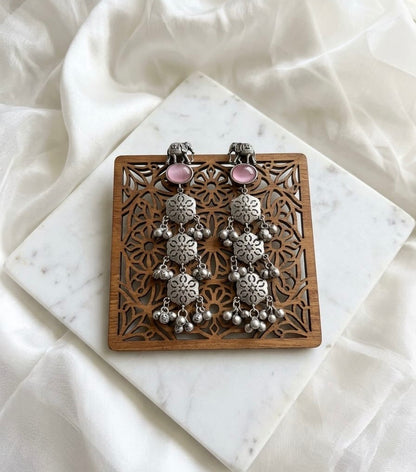 Monalisa stone Statement light-weighted  Silver Earrings