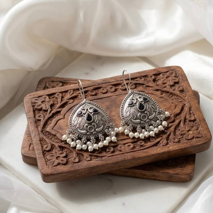 Monalisa stone Statement light-weighted Silver Earrings