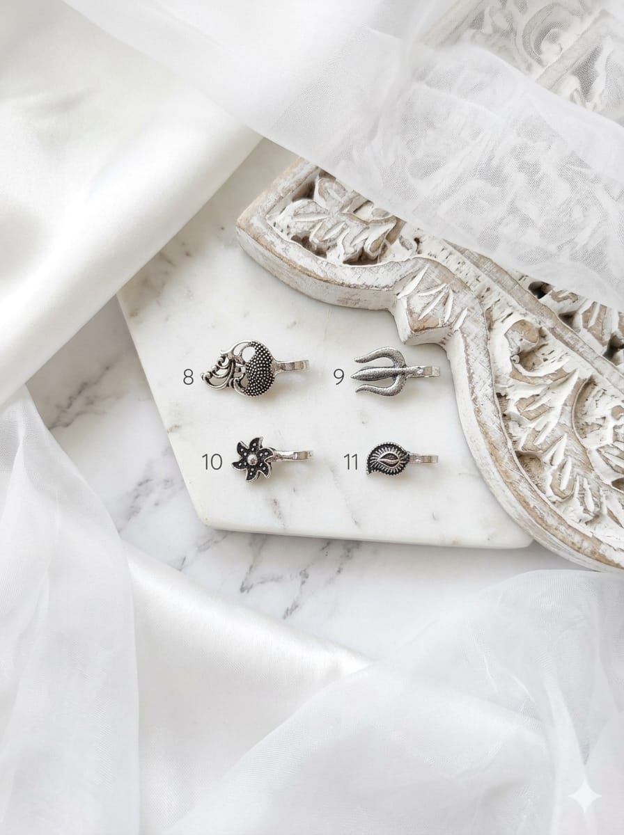 Silver Nosepins | German Silver Oxidised Nose Pins | Bloom By Sushmita