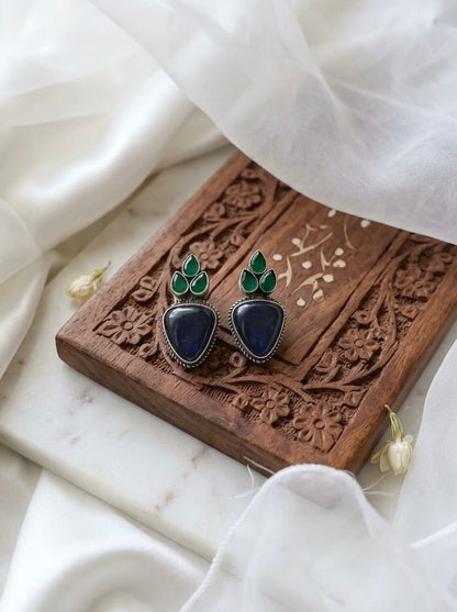 Monalisa stone Statement light-weighted  Silver Earrings