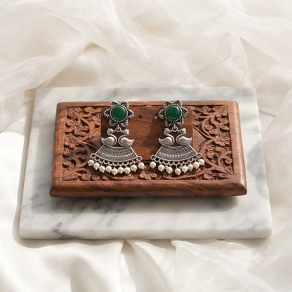 Monalisa stone Statement light-weighted  Silver Earrings