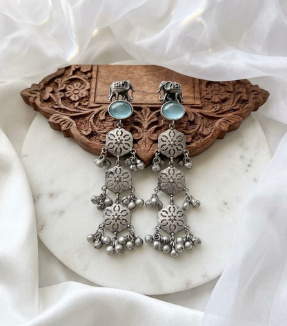 Monalisa stone Statement light-weighted  Silver Earrings